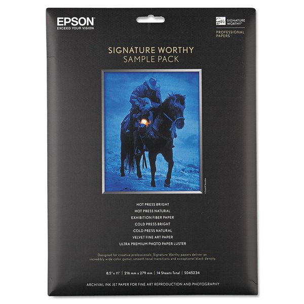 Epson Signature Worthy Paper Sample Pack, 8.5 x 11, Assorted White, PK14 S045234